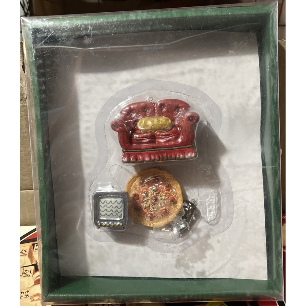 Vintage Department 56 Pastimes Couch Potato Christmas Ornament Set